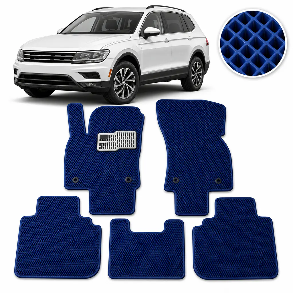 Килимки в салон EVA для Volkswagen Tiguan II USA Allspace 2015- з підп'ятником Сині 5 шт