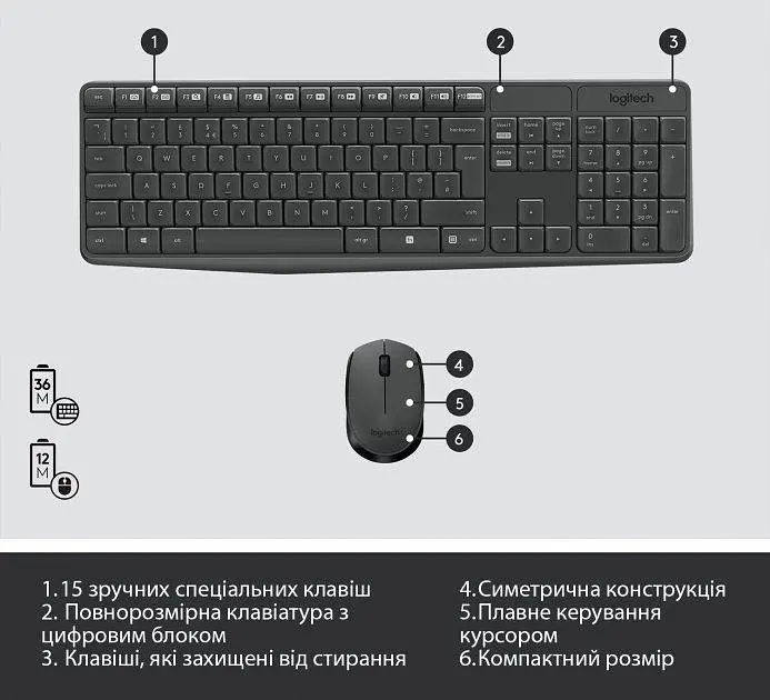 Комплект бездротовий Logitech MK235 UA (920-007931) - фото 6