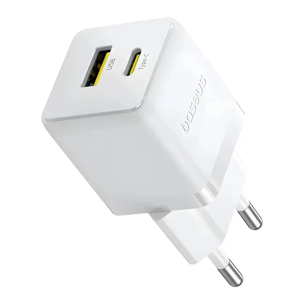Зарядний пристрій Baseus 1xUSB-C 20 Вт + 1xUSB білий + кабель USB-C — USB-C 60 Вт 1.0 м (P10111608213-01) - фото 3