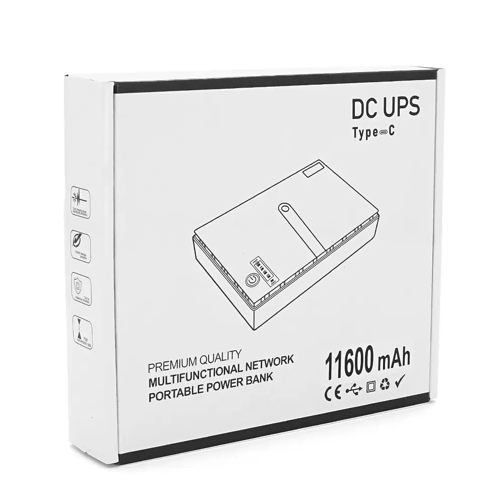 ДБЖ UPS-18W DC1018P YT45949 для роутерів/комутаторів/PON/POE-430, 5//9/12V, 1A, 11600MAh(знімні 4*2900MAh), Black, BOX - фото 2