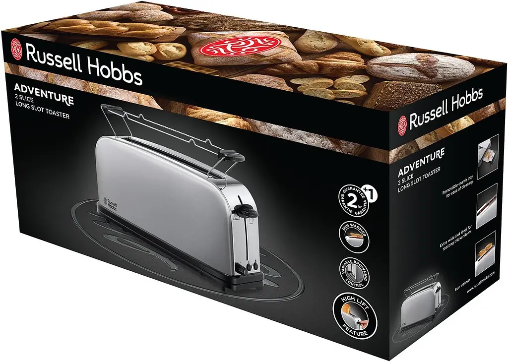 Тостер Russell Hobbs Oxford 1000 Вт метал довгі слоти сріблястий - фото 2