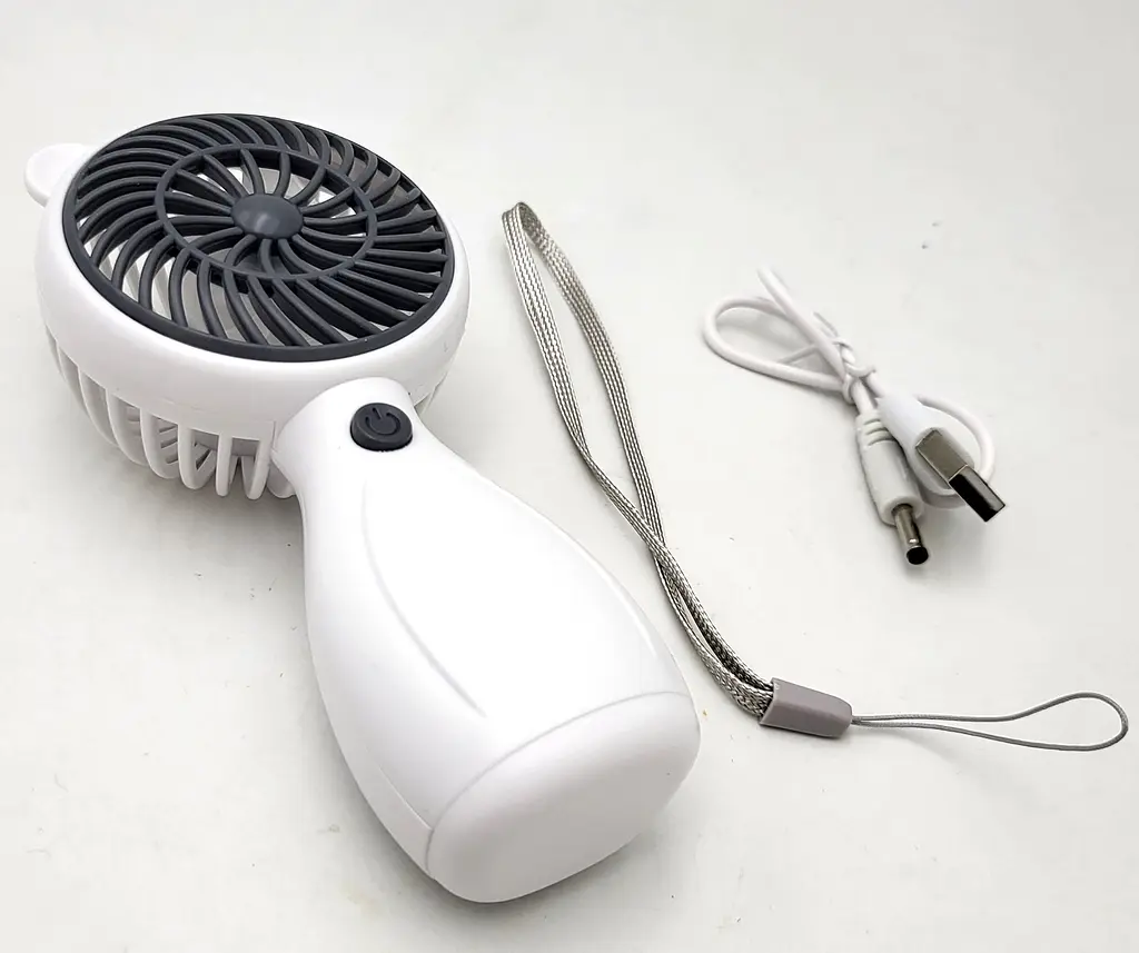 Вентилятор акумуляторний міні з ручкою USB діаметр 6см висота 13см Handy Mini Fan JX-998 білий - фото 4