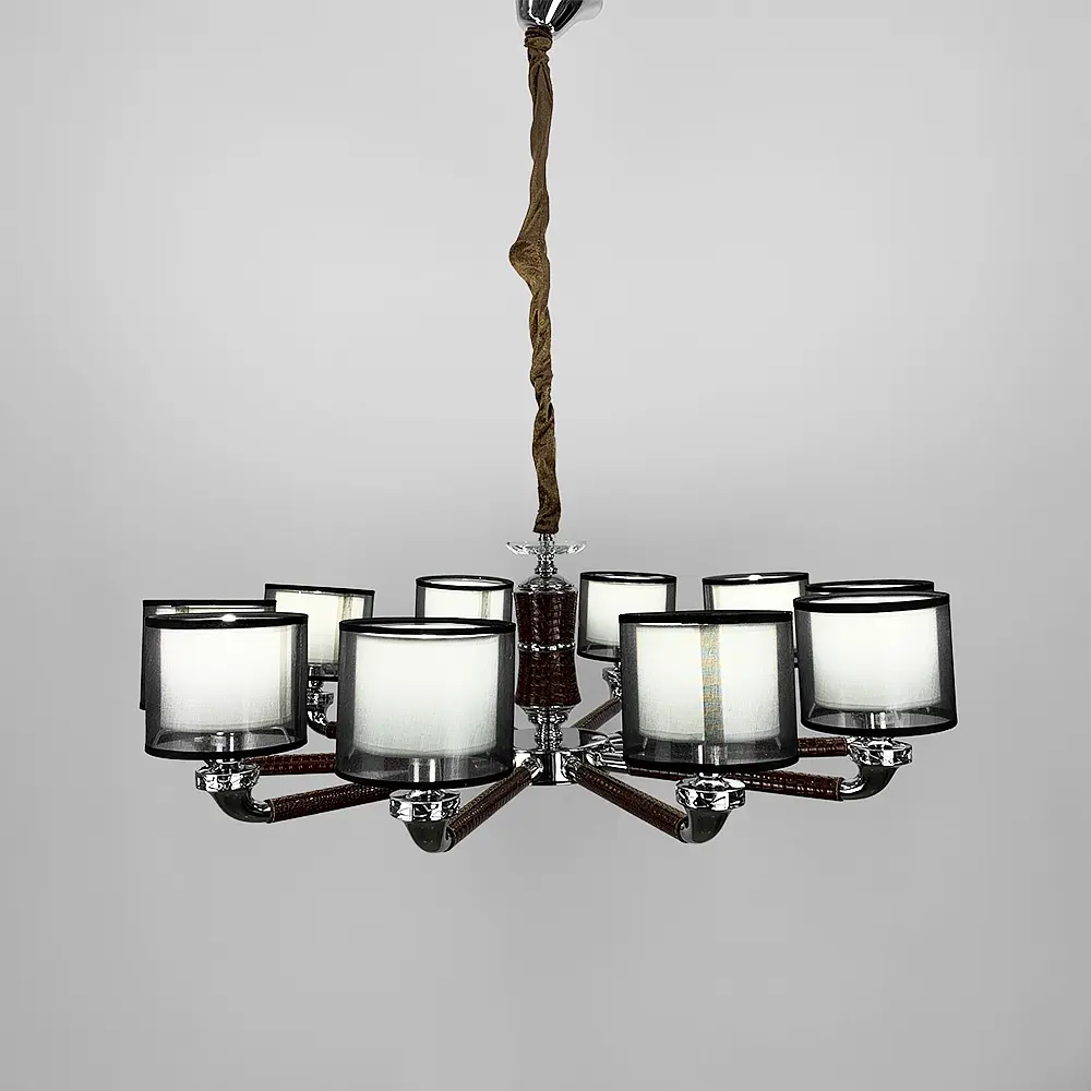 Плафонная люстра с элементами коричневой экокожи Line.F S 198/10 BR - фото 3