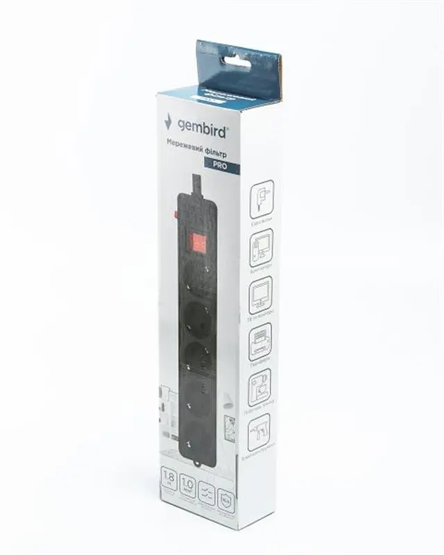 Фільтр живлення Gembird Pro (SPG5-G-6B-PRO) 5 розеток, 1.8м, чорний - фото 3