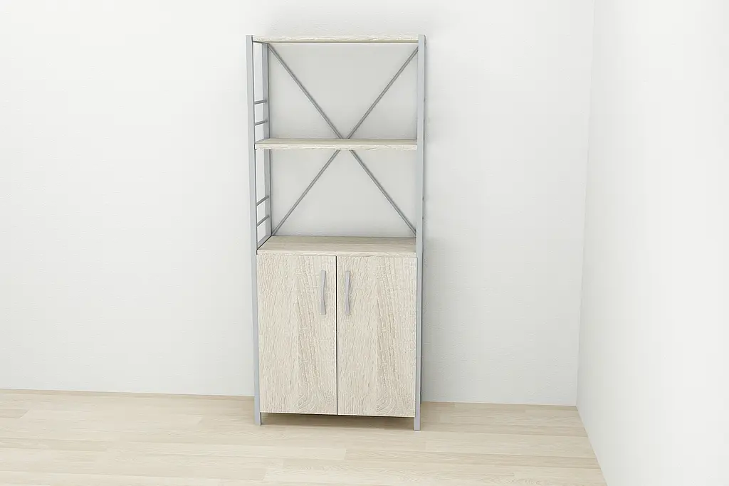 Этажерка 3/60 Ferrum-decor Серии Конект с тумбой 144x60x28 Серый ДСП Сонома (FRD-104459) - фото 2