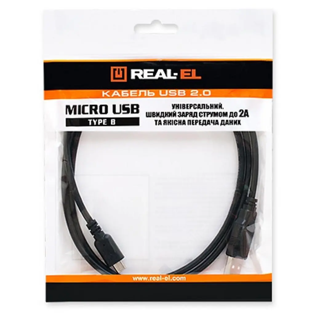 Дата кабель USB 2.0 AM to Micro 5P 2.0m Pro black REAL-EL (EL123500025) - фото 3