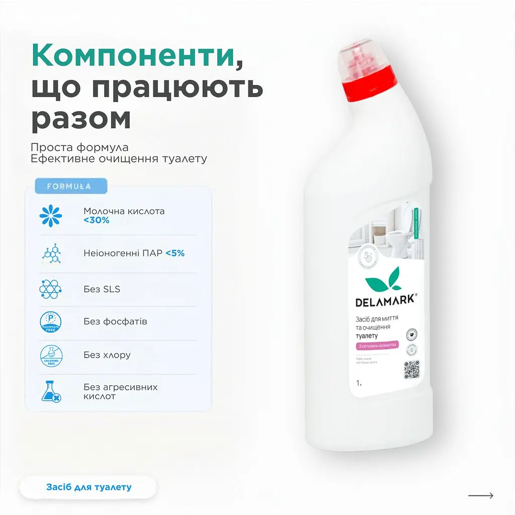 Засіб для миття туалету Delamark з квітковим ароматом 1 л (4820152331861) - фото 3