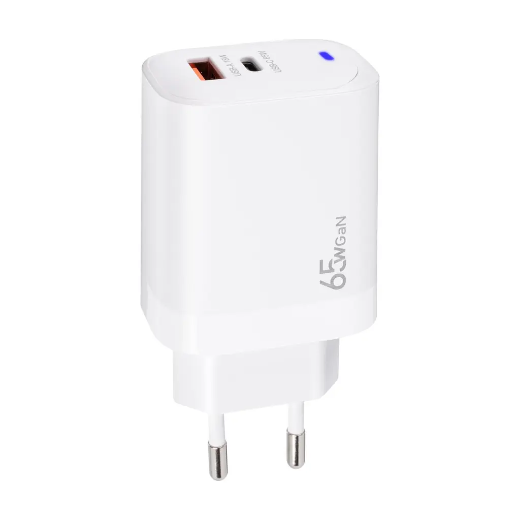 Зарядний пристрій XoKo 1xUSB-C PD65W + 1xUSB QC3.0 GaN white (XK-QC-620)