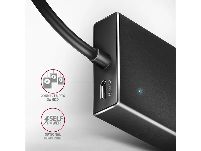 Мультипортовий адаптер AXAGON SuperSpeed Flat USB-A Black (HUE-F7A) - фото 3