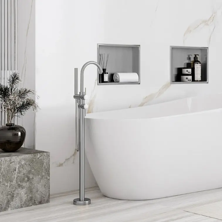 Встраиваемая полка Rea 30x30 nickel brushed с ободком REA-05600, Нержавеющая сталь - фото 2