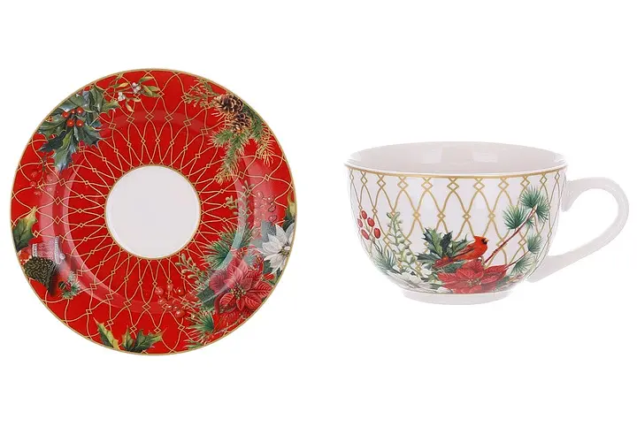Чашка фарфоровая с блюдцем BonaDi Merry Christmas 250 мл (BD-K075) - фото 2