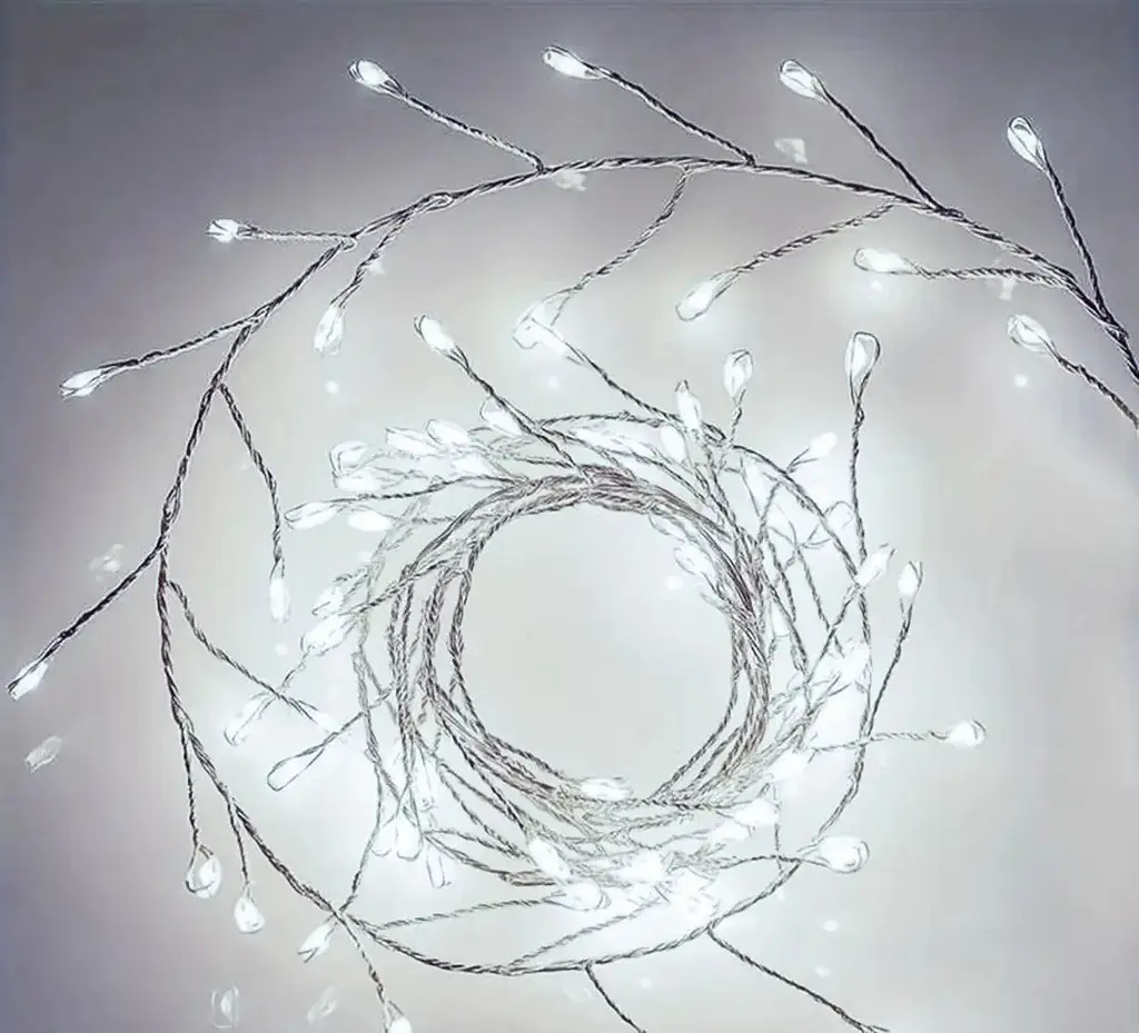 Новорічна LED - гірлянда мішура Xmas «Краплі» 30 м 900 LED, Біла, 220В, з пультом ДК - фото 4