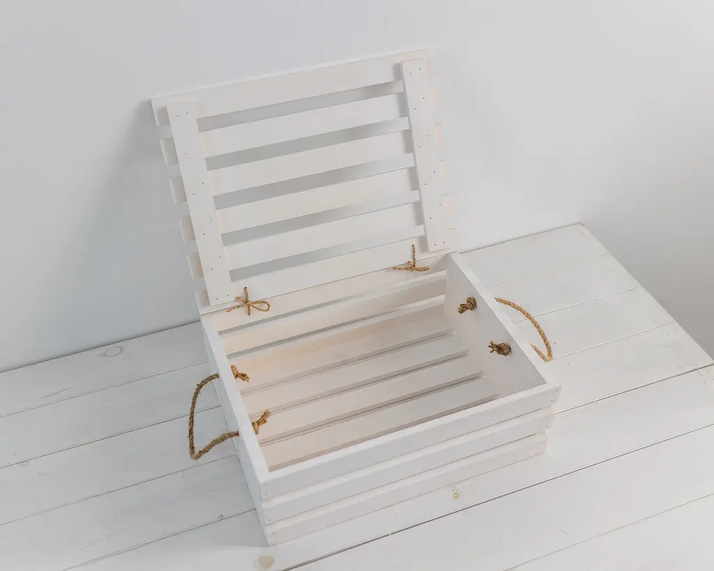 Ящик дерев’яний декоративний з кришкою Лофт білий Стандарт - фото 3