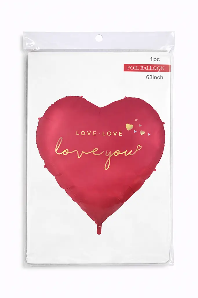 Фольгированный шарик Foil Balloon "LOVE.LOVE LOVE YOU" 160 см (63") 1 шт наполнение воздухом или гелием для тематических вечеринок - фото 2