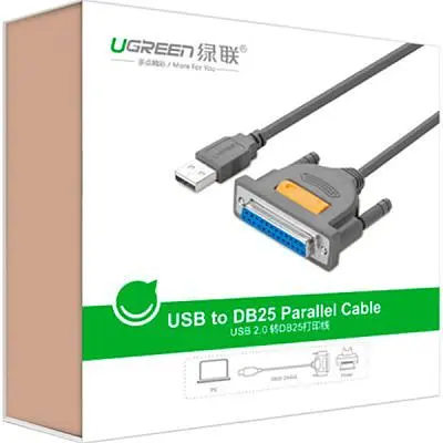 Кабель для принтера USB 2.0 to DB25 2.0m US167 black Ugreen (20224) - фото 3
