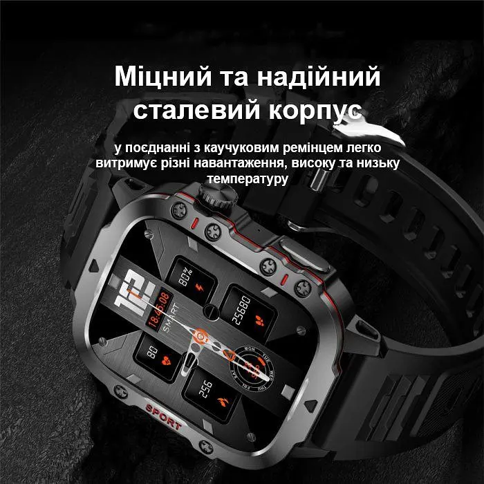 Смарт-годинник Lige Smart Expert Nano Steel 2 ремінці чорний (3203) - фото 4