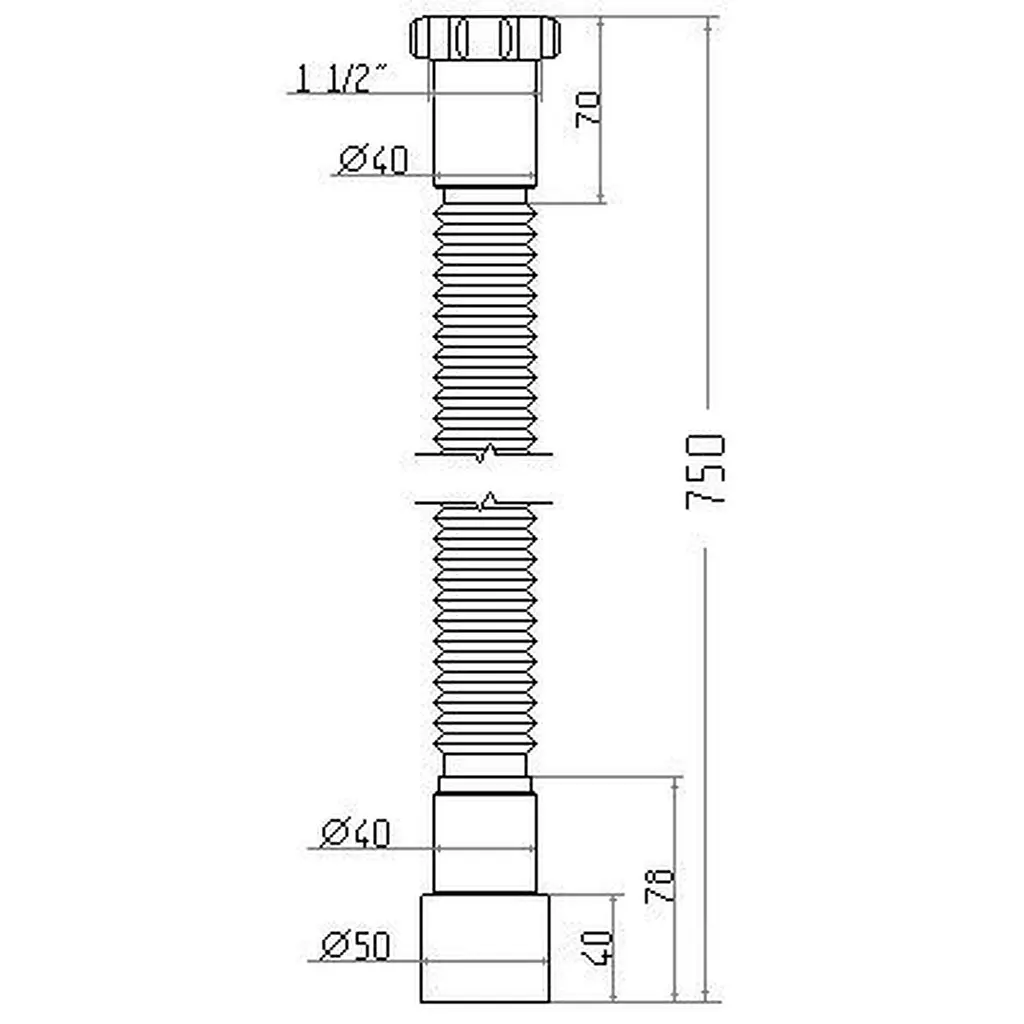 Гнучка труба Waterstal АС-1013 1 1/2″x40/50 з гайкою, 750мм 000013274, Білий - фото 2