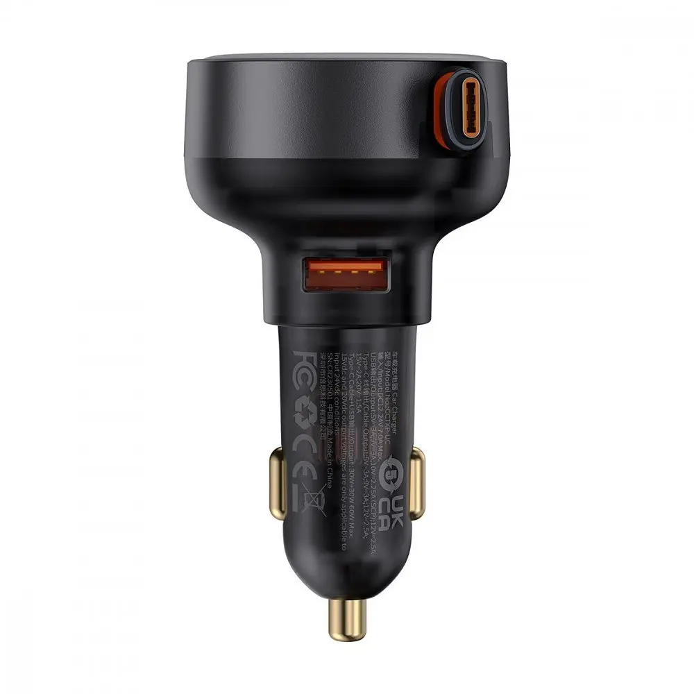 АЗП Baseus Enjoyment Pro 60W (USB) + Retractable Type-C Cable - фото 10