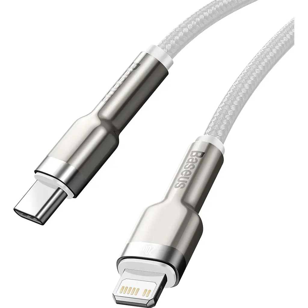 Кабель Baseus Cafule Metal Data Cable USB-C to Lightning PD 20W 1m White (CATLJK-A02) [73264] - фото 2