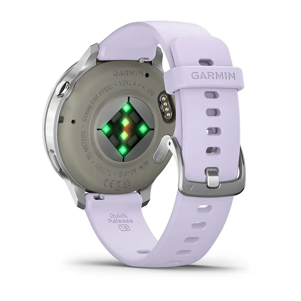 Смарт-годинник Garmin Venu 4 41 мм Silver з барвінковим силіконовим ремінцем - фото 2
