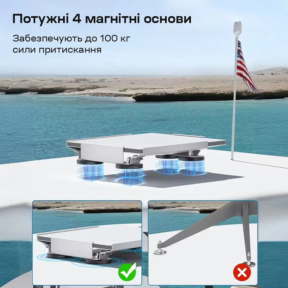 Кронштейн на магнітах E-NET SMM-02 White на дах автомобіля для Starlink Mini (73-00901) - фото 14