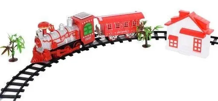 Залізниця Star Toys Christmas Train з вагончиком та будиночком різдвяний поїзд з музикою 101 см Червоний - фото 2