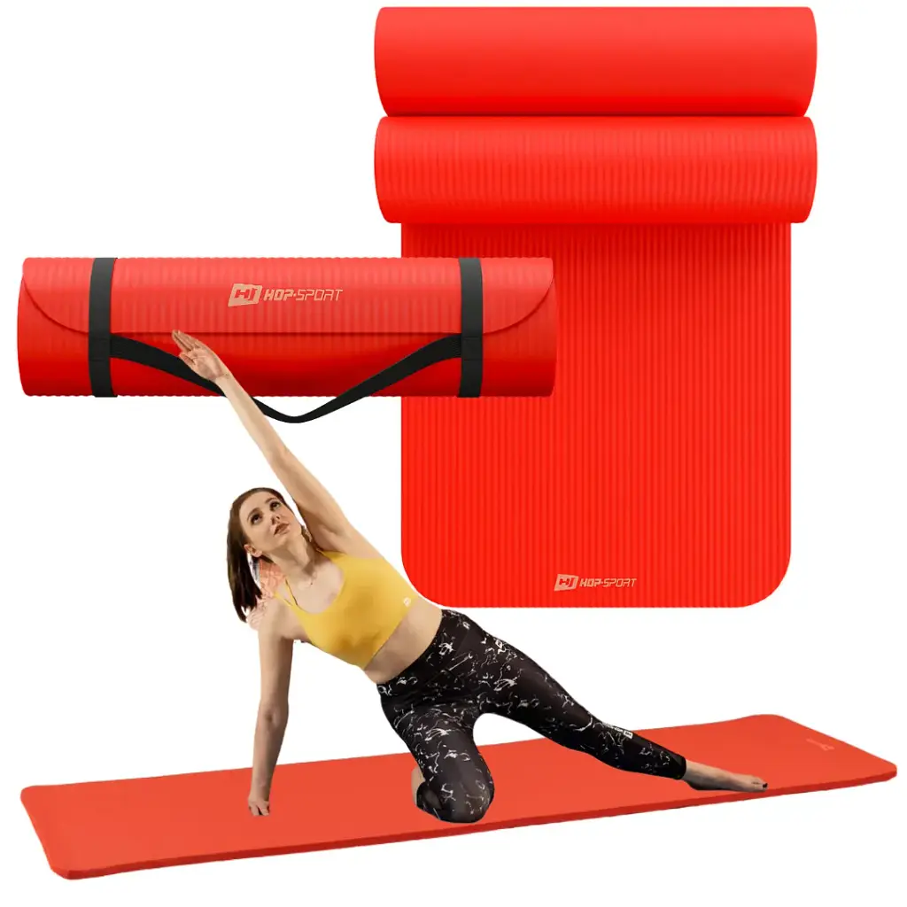 Коврик для йоги Hop-Sport HS-NB010GM NBR 1 см ярко-красный - фото 7