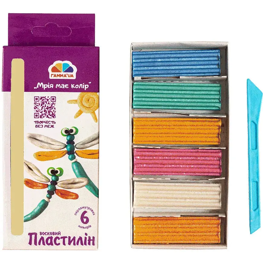 Набор воскового пластилина Гамма Творчество 6х72 г перламутровый со стеком   - фото 3