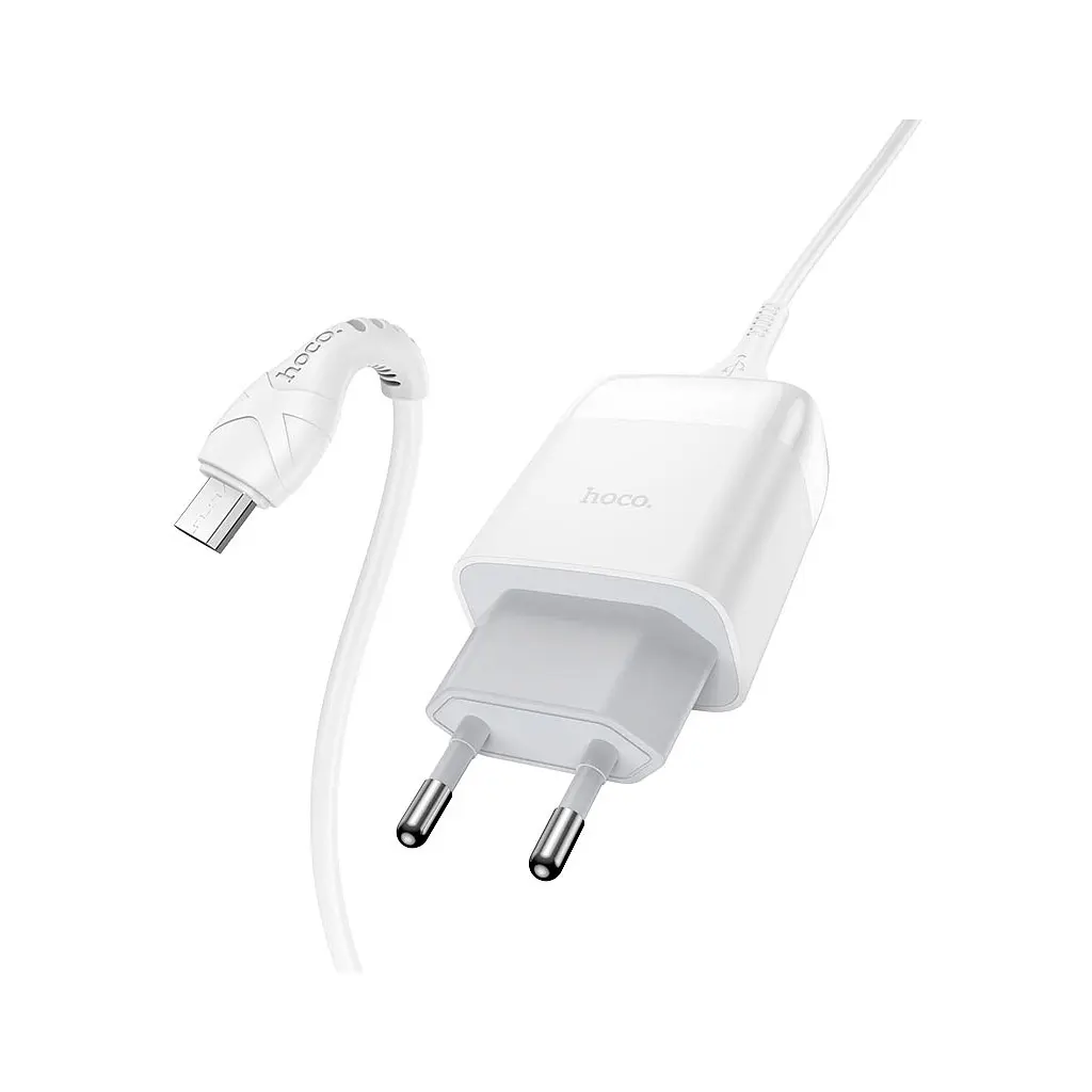 Зарядний пристрій HOCO C72Q Glorious USB QC3.0 + кабель USB–Micro-USB 5P 18 Вт білий (6931474732538) - фото 3