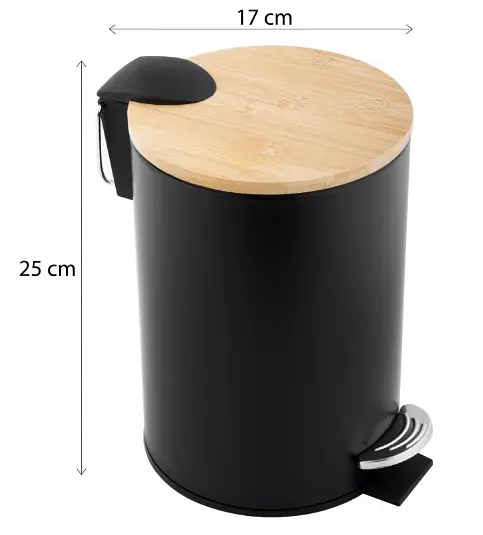 Відро для сміття Yoka Vini black bamboo 3л CH.VINI-BLK, Чорний матовий - фото 4