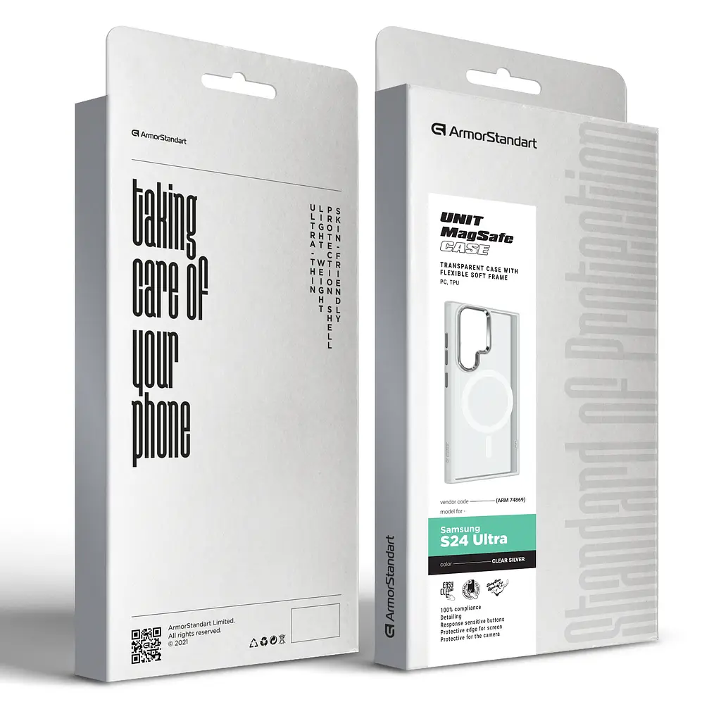 Чохол ArmorStandart Unit MagSafe для для Samsung S24 Ultra Matte Clear Silver (ARM74869) - фото 6