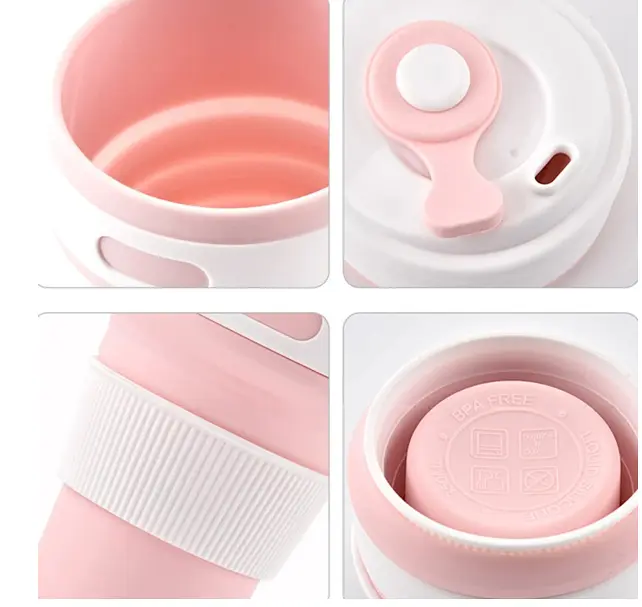 Складана силіконова склянка Collapsible Coffee Cup з кришкою 350 мл - фото 3