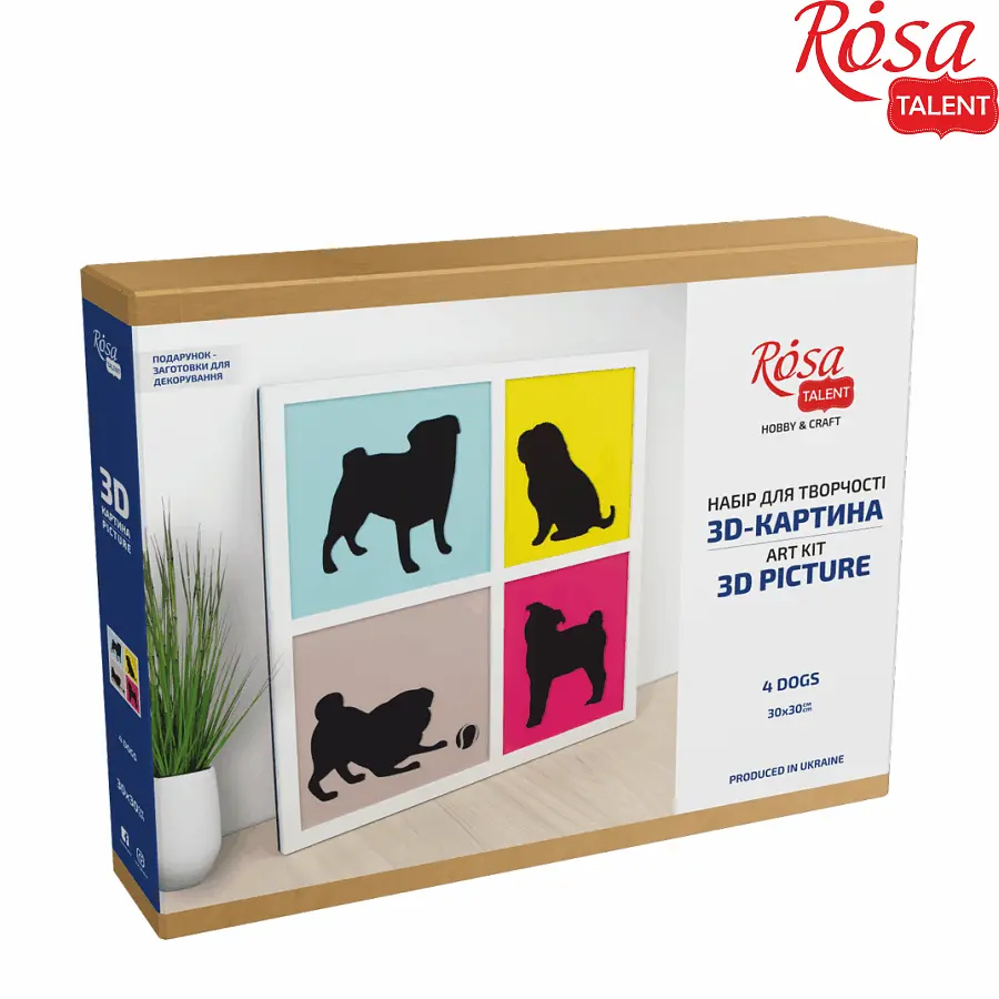 Картина 3D Rosa Talent 4 Dogs МДФ ґрунтований 3 шари 30х30 см (4823098528890) - фото 3