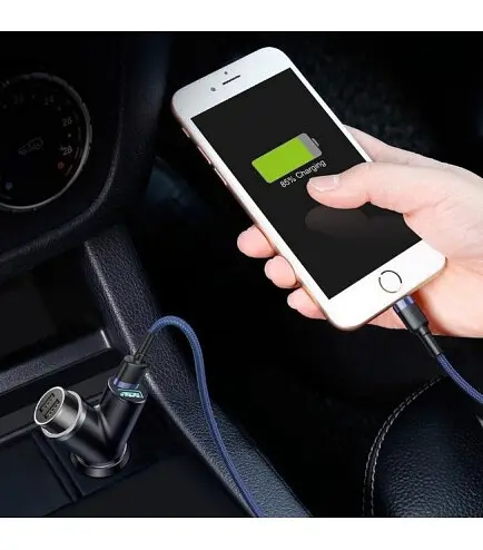 АЗУ Baseus Y type dual USB+cigarette lighter extended car charger 3.1 A CCALL-YX01 Black - фото 5