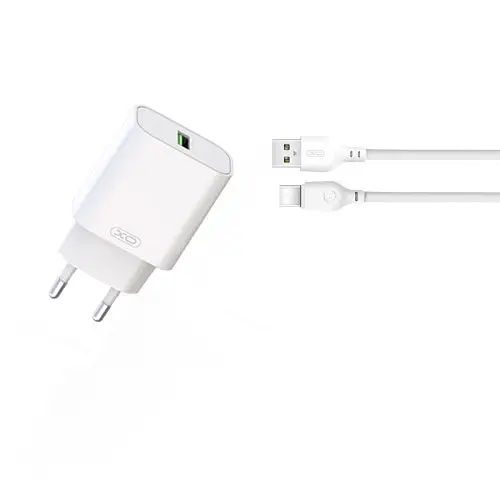 Мережевий зарядний пристрій XO L103 (EU) QC3.0 18W Charger with TYPE-C cable Білий - фото 5