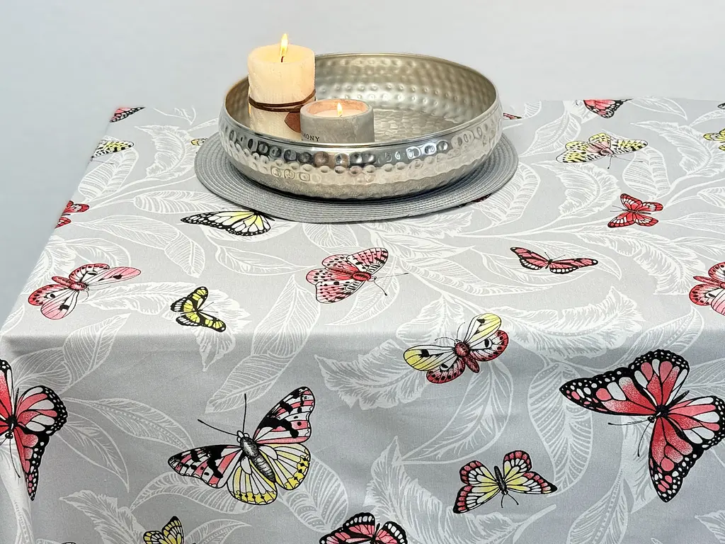 Скатертина Ecotton DUCK 170х200 см водовідштовхувальна сіра 5725-13 Метелики (24034) - фото 6