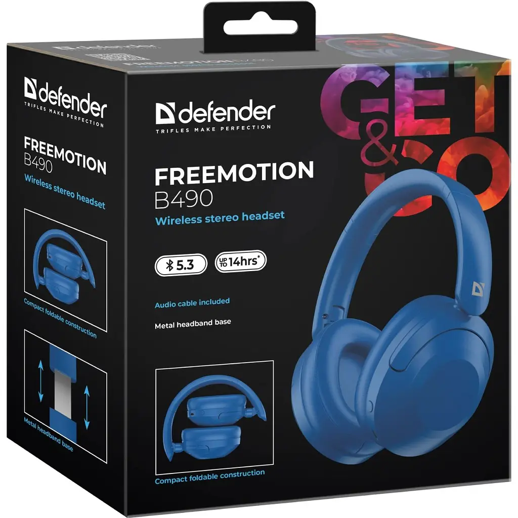 Гарнітура Defender FreeMotion B490 Bluetooth + 3.5 мм + USB-CBlue (63491) - фото 3