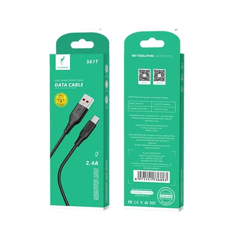 Кабель SkyDolphin S61T USB - USB Type-C (M/M), 1 м, Black (SDUSB-000444) - фото 2