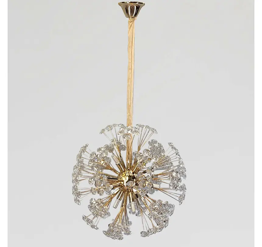 Золота підвісна люстра-куля з прозорими скляними кристалами Artlight 21621-500GD - фото 2