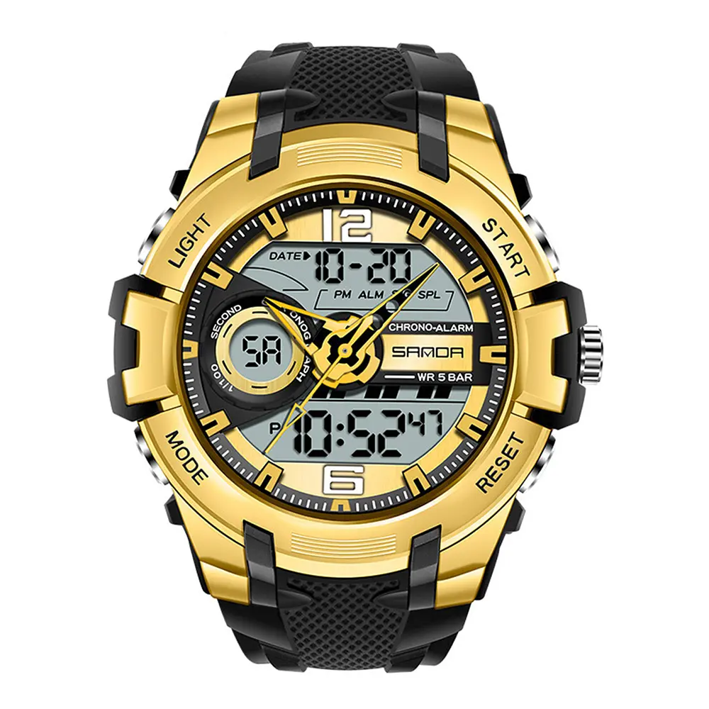 Чоловічий наручний годинник 6015 Black-Gold Sanda acs0030967