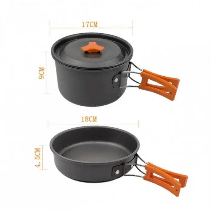 Набір туристичного посуду Camping Cooking, алюміній, з карабіном - фото 4