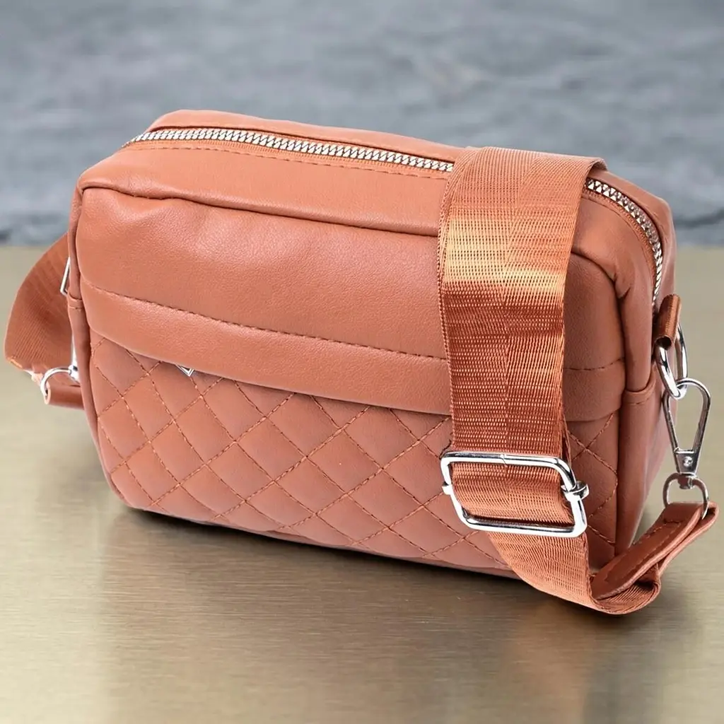 Жіноча сумка крос-боді з монетницею з екошкіри Vintage 22795 руда - фото 11