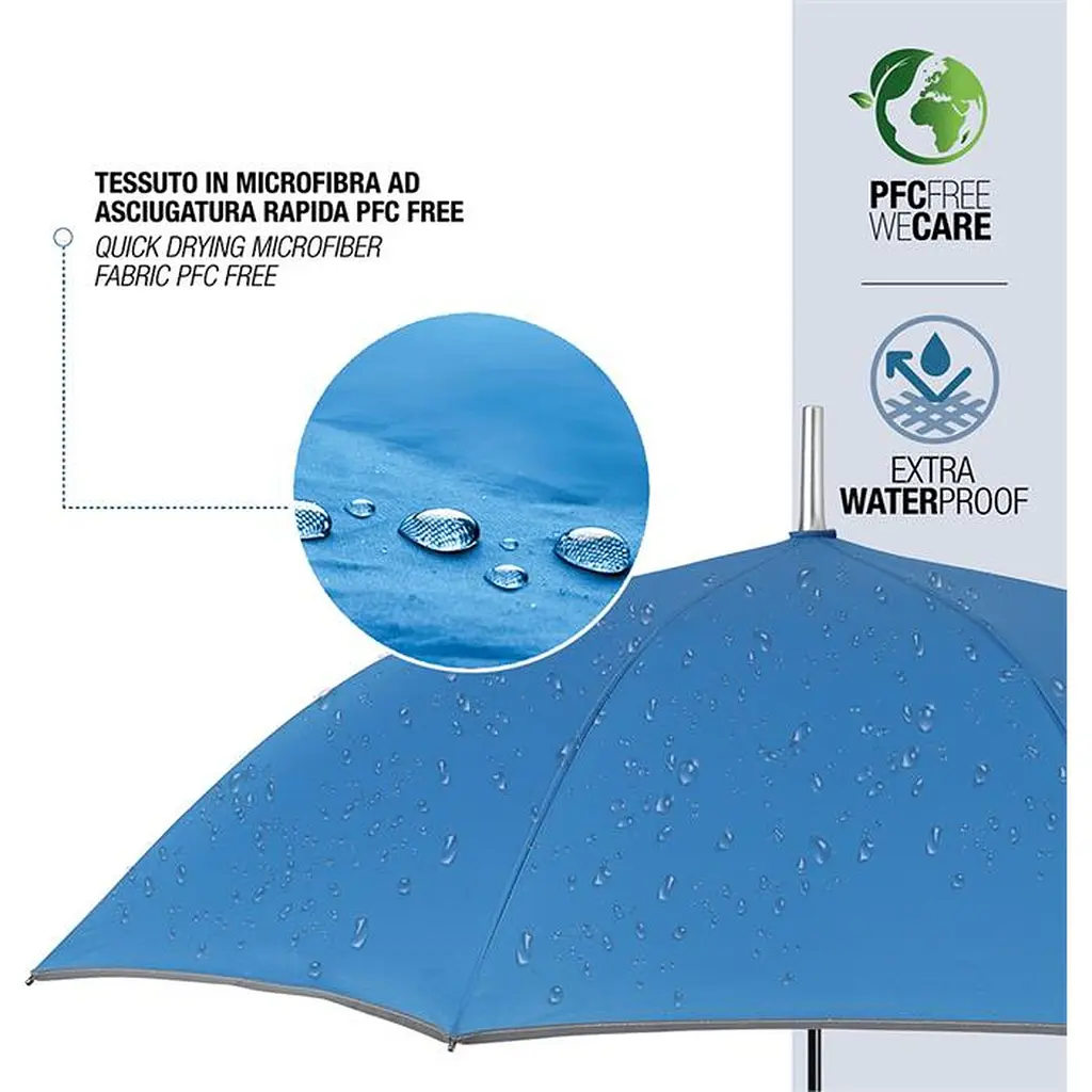 Зонтик-трость Perletti Reflecting с системой антивитер синий (P96014-05) - фото 3