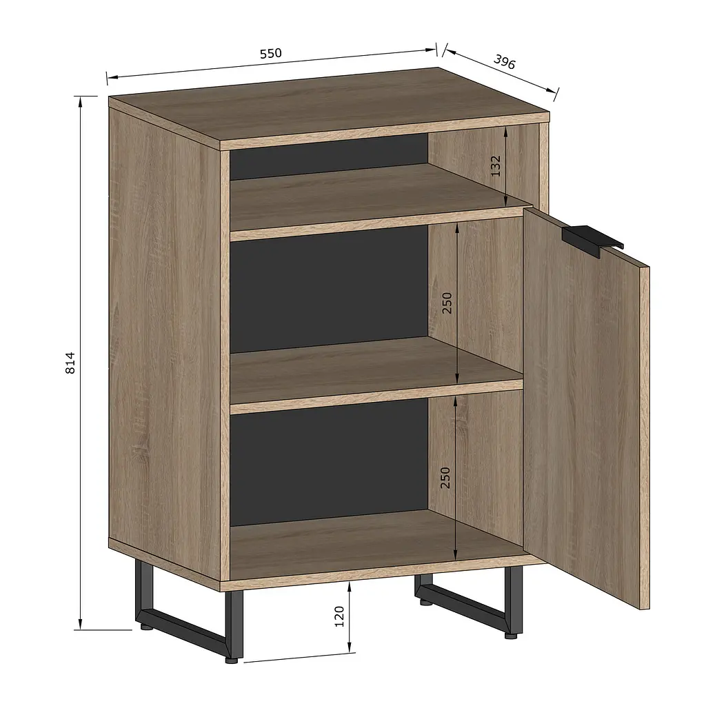 Тумба Moreli Forte F-0003 у стилі Loft 550х814х400 мм Дуб Кверкус - фото 2