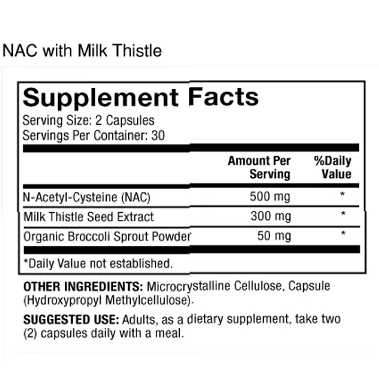 NAC с расторопшей Dr. Mercola 500 мг 60 капсул (MCL01739) - фото 3