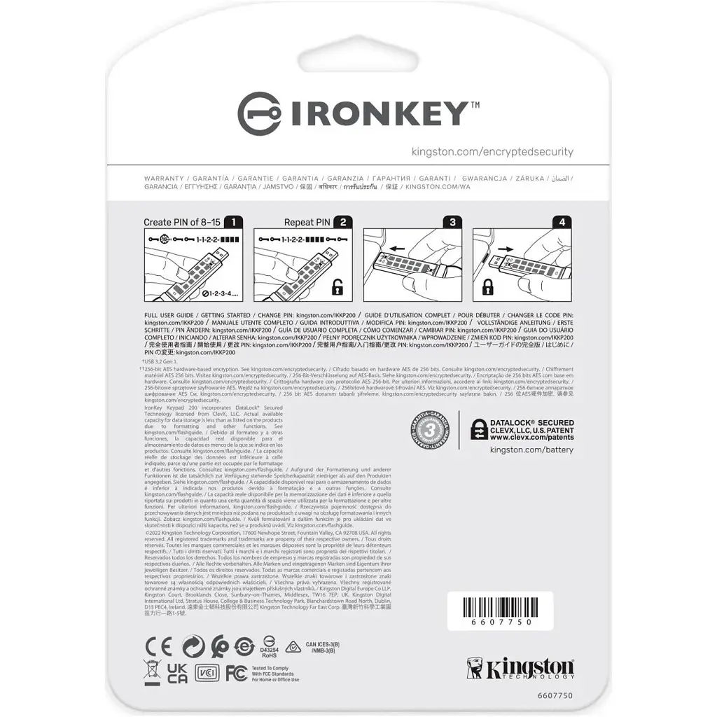 USB флеш накопичувач Kingston 16GB IronKey Keypad 200 Blue USB 3.2 (IKKP200/16GB) - фото 7