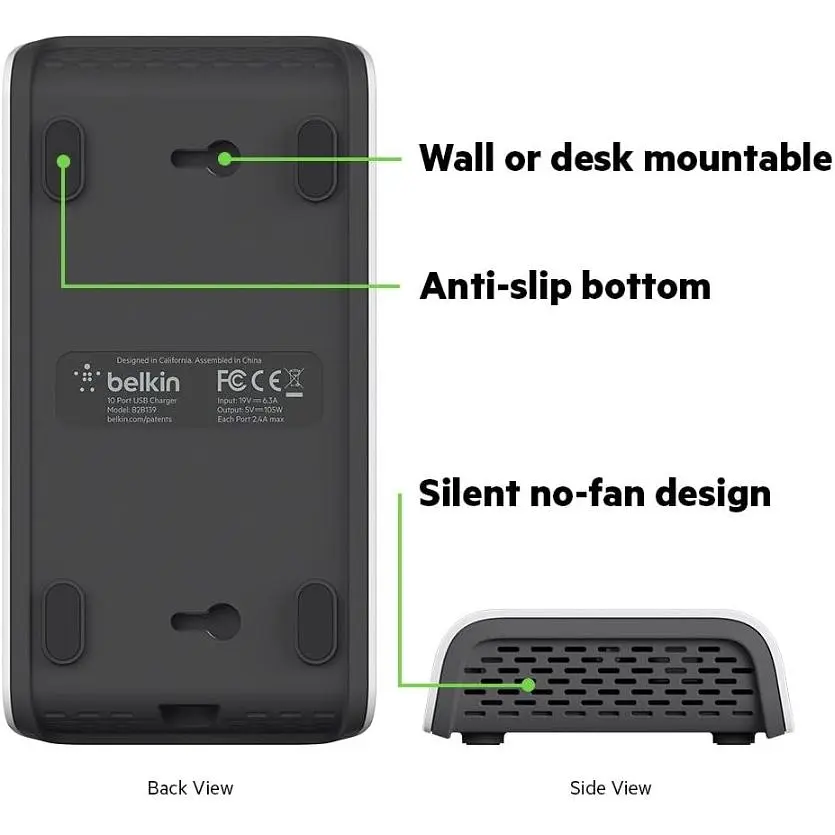 Станция для зарядки Belkin Charger RockStar 10 PORT USB-A 2.4 Amp, 120W - фото 5