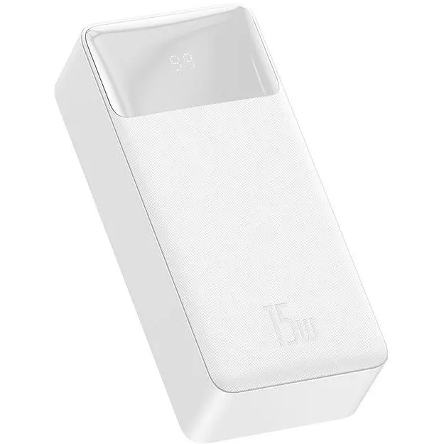 Зовнішній акумулятор (павербанк) Baseus Bipow Digital Display Powerbank 15W 30000 mAh White (PPBD050202) - фото 3