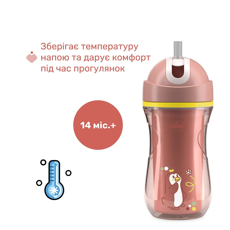 Поїльник непроливайка з трубочкою Chicco Sport Cup 266 мл 14 м+ кораловий (06991.15) - фото 4