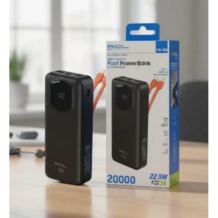 Зовнішній акумулятор Power bank ACL PW-140 20000 mAh PD22,2W+QC3.0 батарея швидке заряджання Чорний - фото 2